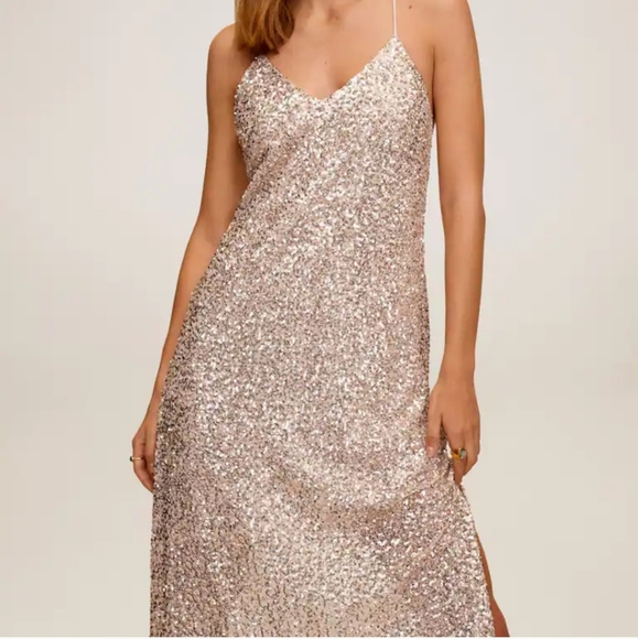 NEW MANGO Asymmetric sequin dress size 4 - Picture 5 of 6